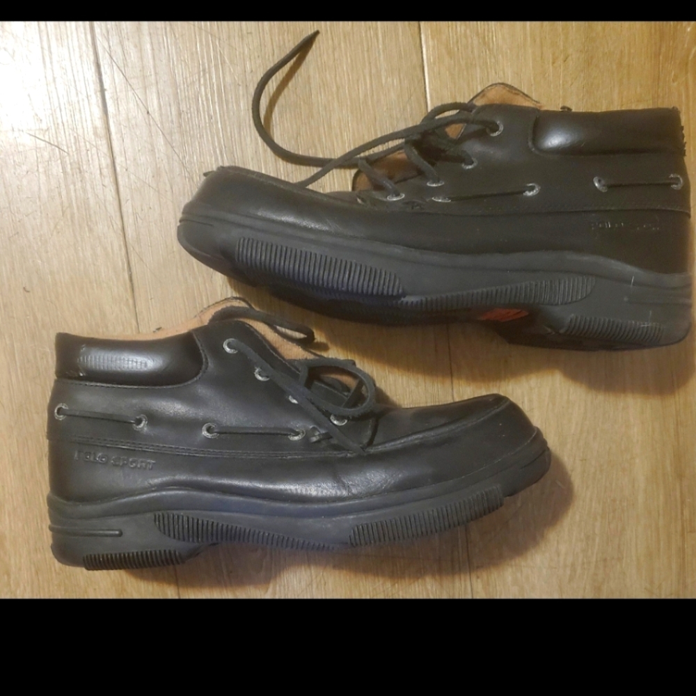 Vintage Polo Sport Ralph Lauren Black Chukka Leather Boots.